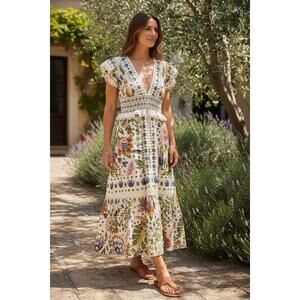 FARM Rio | Dresses | Farm Rio White Cut Out Midi Dress Sleeveless Flared  White S | Poshmark